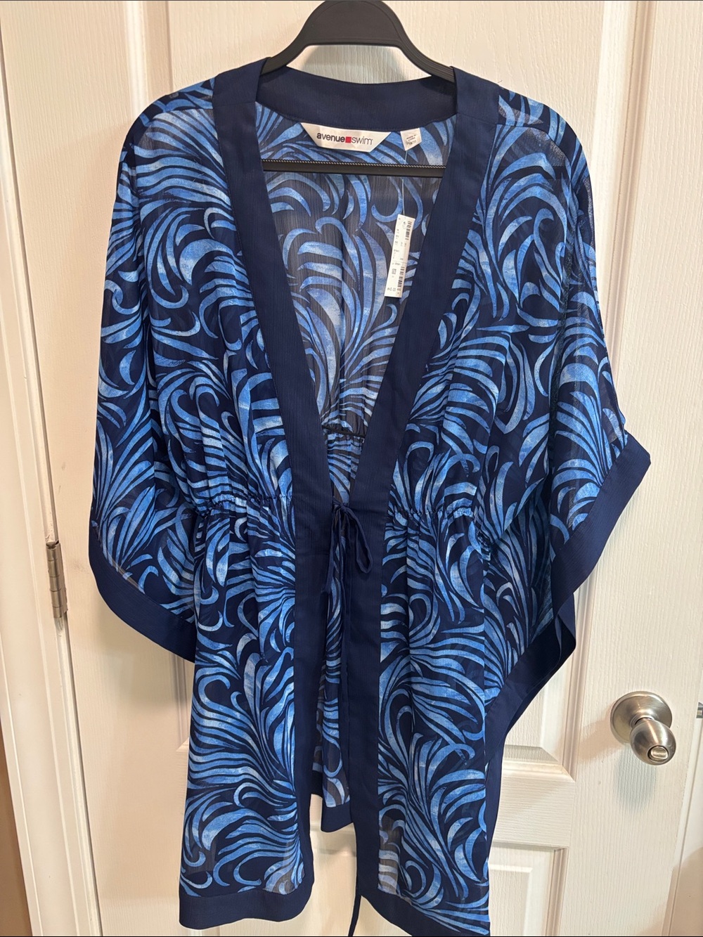 Avenue Blue Swirl Sheer Cover-Up